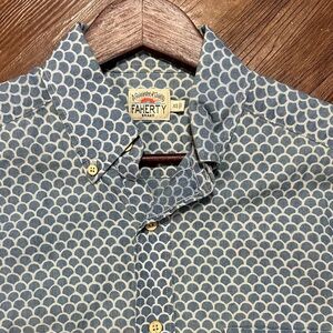 Faherty Blue and Cream Scallop Shirt